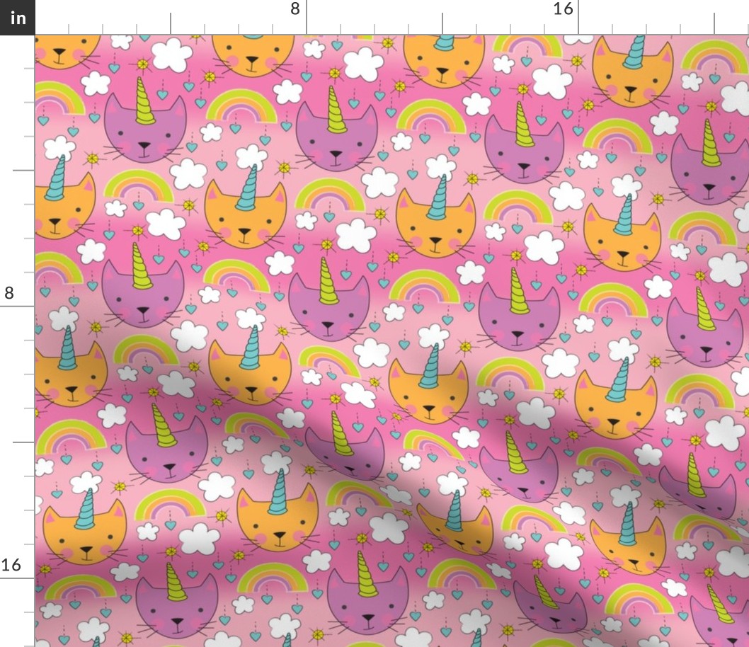 unicorn cats-and-rainbows-on-pink