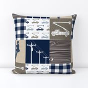 lineman patchwork - navy blue and beige C18BS 