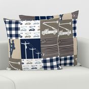 lineman patchwork - navy blue and beige C18BS 