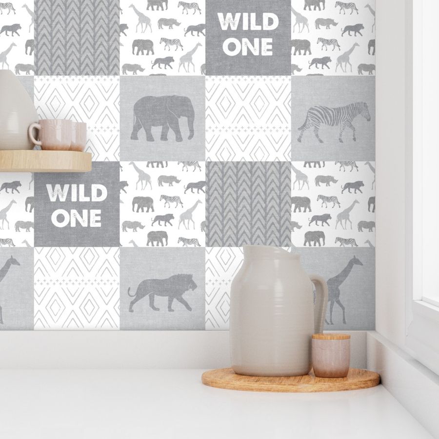 Wild One- Safari Wholecloth - Grey 