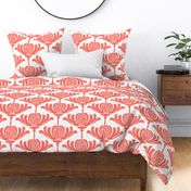 Art Deco Stylized Floral in Living Coral on white