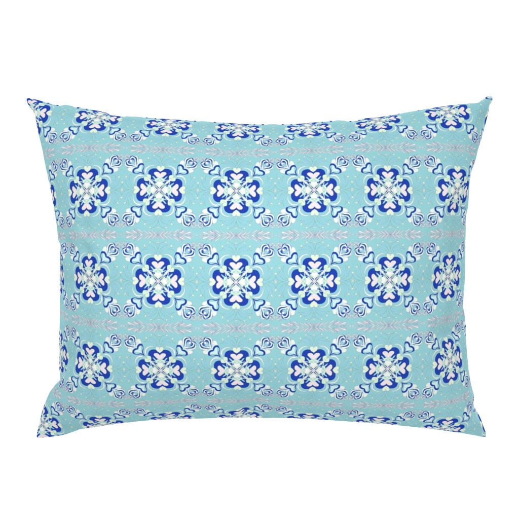 Frozen Sweetheart Flowers Border Print on Heavenly Blue