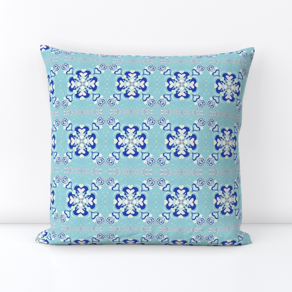 Frozen Sweetheart Flowers Border Print on Heavenly Blue