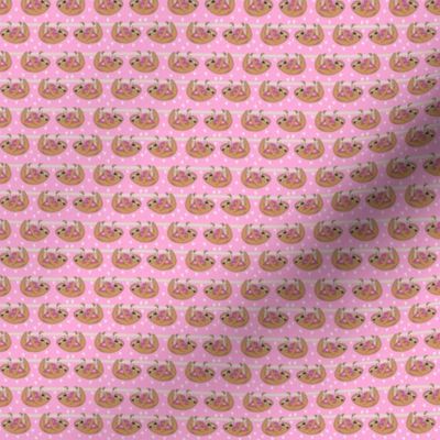 TINY - Sweet Valentines Sloth and Hearts Pattern Fabric - sloth fabric, valentines fabric, cute pink fabric, pink fabric, sweet valentines - pink