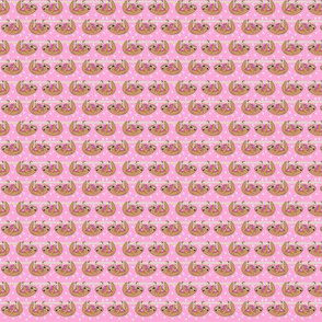 TINY - Sweet Valentines Sloth and Hearts Pattern Fabric - sloth fabric, valentines fabric, cute pink fabric, pink fabric, sweet valentines - pink
