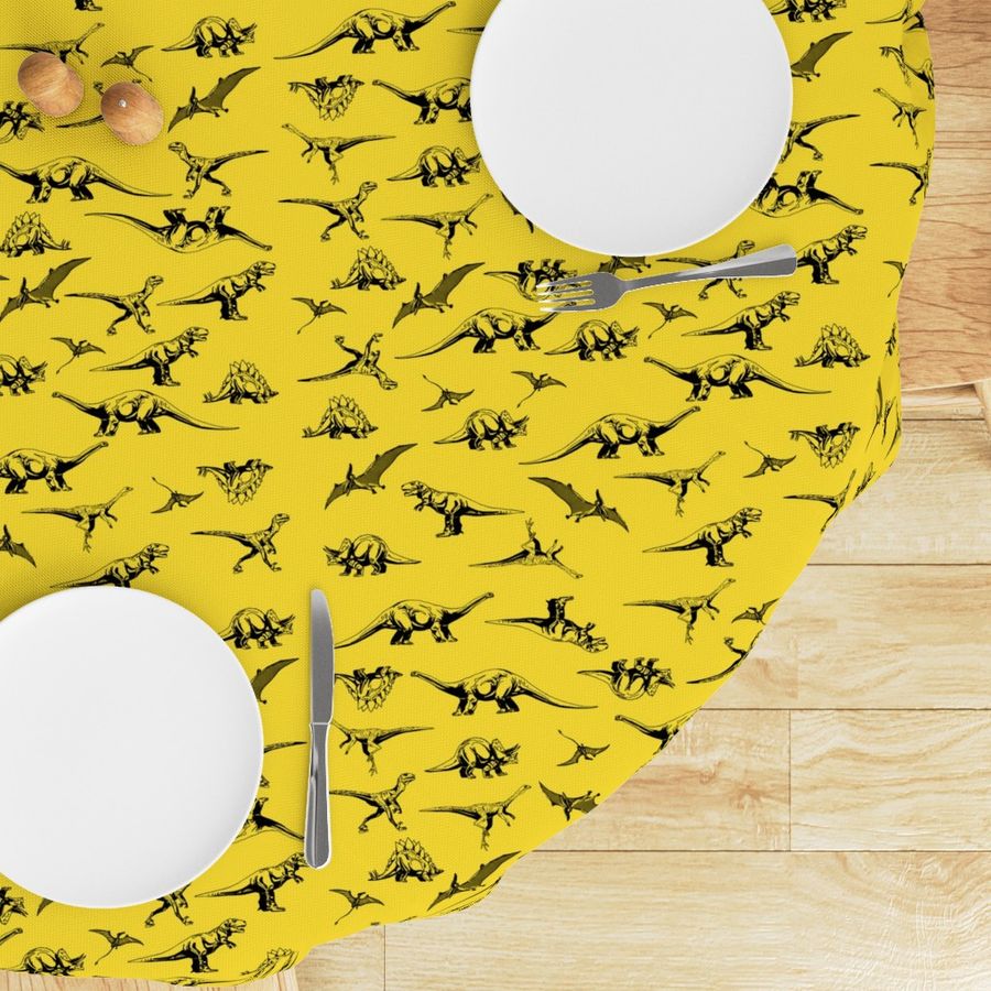 Dinosaurs on yellow background