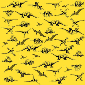 Dinosaurs on yellow background