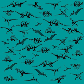 Dinosaurs on teal background