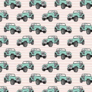 (1" scale) jeeps - mint on pink stripes C18BS