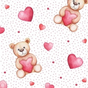 Cute watercolor bear valentines day