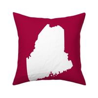 Maine silhouette - 18" white on cranberry red