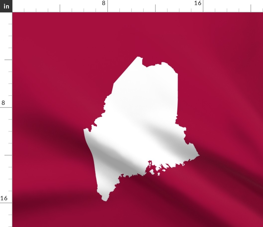 Maine silhouette - 18" white on cranberry red
