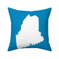 Maine silhouette - 18" white on bright blue