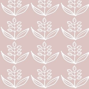 Brushed Floral, 9, White ink on pale pink