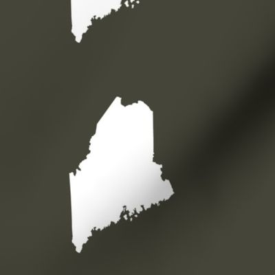 Maine silhouette - 6" white on khaki