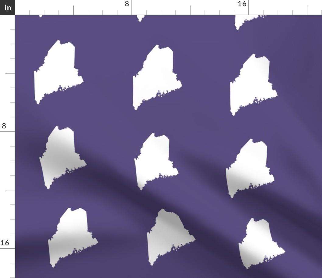 Maine silhouette - 6" white on soft purple 