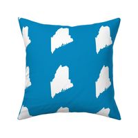 Maine silhouette - 6" white on bright blue