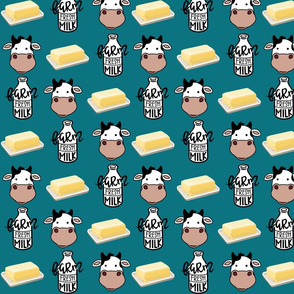 Medium Scatter Teal Cows Milk and Butter