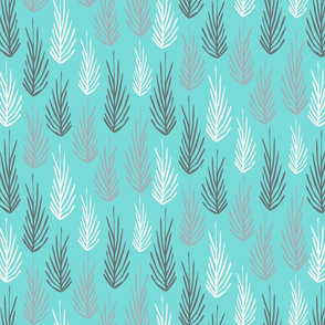 Simple Trees in Aqua, Grays & White