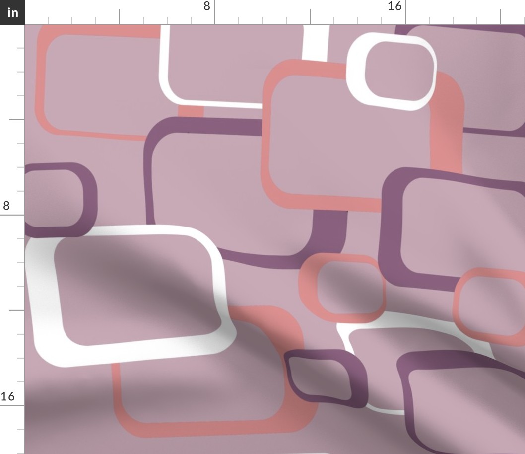 Retro Squares Pattern Pink Purple White