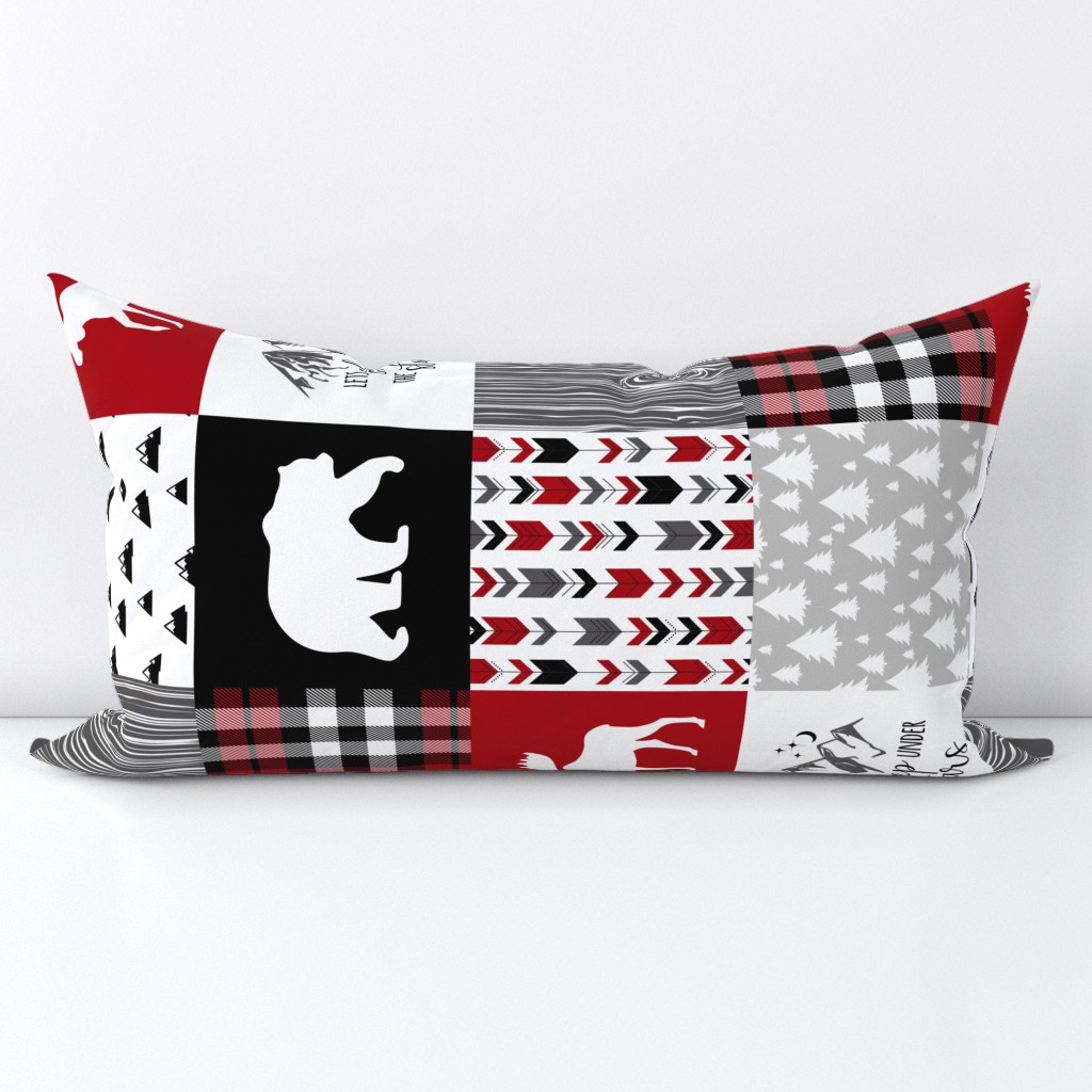 Let's Sleep Under the Stars//Red/Black - Wholecloth Cheater Quilt - Rotated