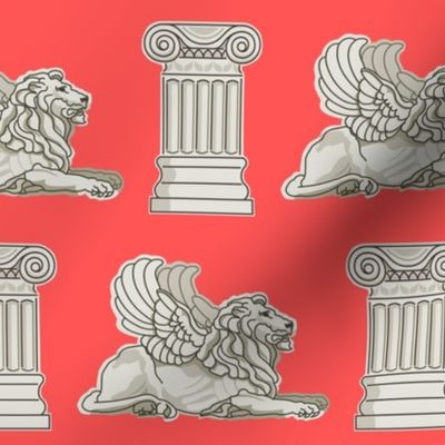 Winged Lion in Red