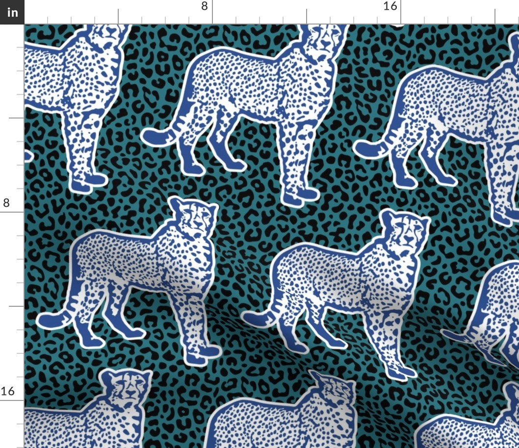 Blue Cheetah Large Cat Print 