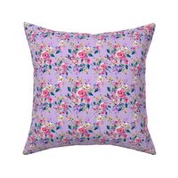 Watercolor Floral on Purple Linen Easter Floral Spring Floral Summer Floral