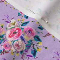 Watercolor Floral on Purple Linen Easter Floral Spring Floral Summer Floral