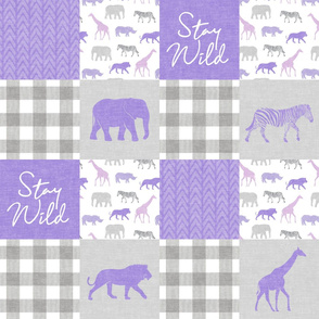 Stay Wild - Safari Wholecloth - Purple w/ plaid