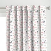 Safari animals - multi pink - elephant, giraffe, rhino, zebra