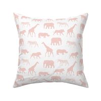 Safari animals - pink - elephant, giraffe, rhino, zebra