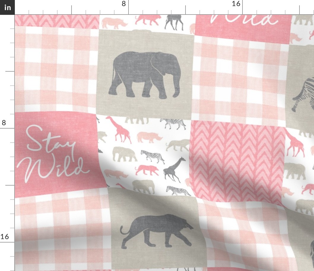 Stay Wild - Safari Wholecloth - Pink w/ plaid