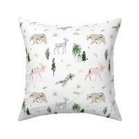 8" Floral Woodland Friends // White