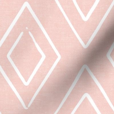 Safari Wholecloth Diamonds on Pink - farmhouse diamonds - mud cloth fabric