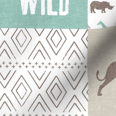 Stay Wild - Safari Wholecloth - Dark Mint & Brown