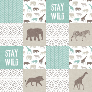 Stay Wild - Safari Wholecloth - Dark Mint & Brown
