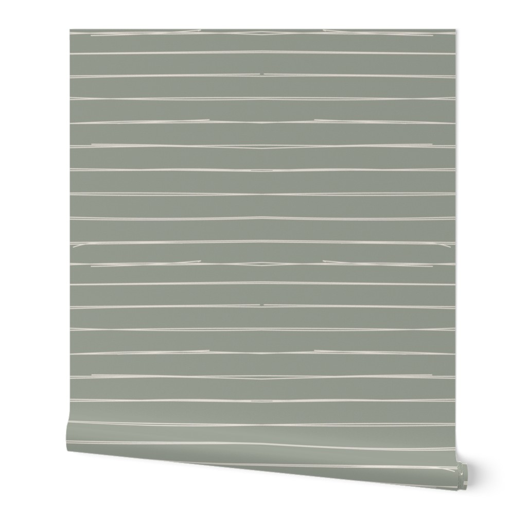 Bone Stripes on Sage Green