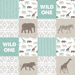 Wild One - Safari Wholecloth - Dark Mint and Brown