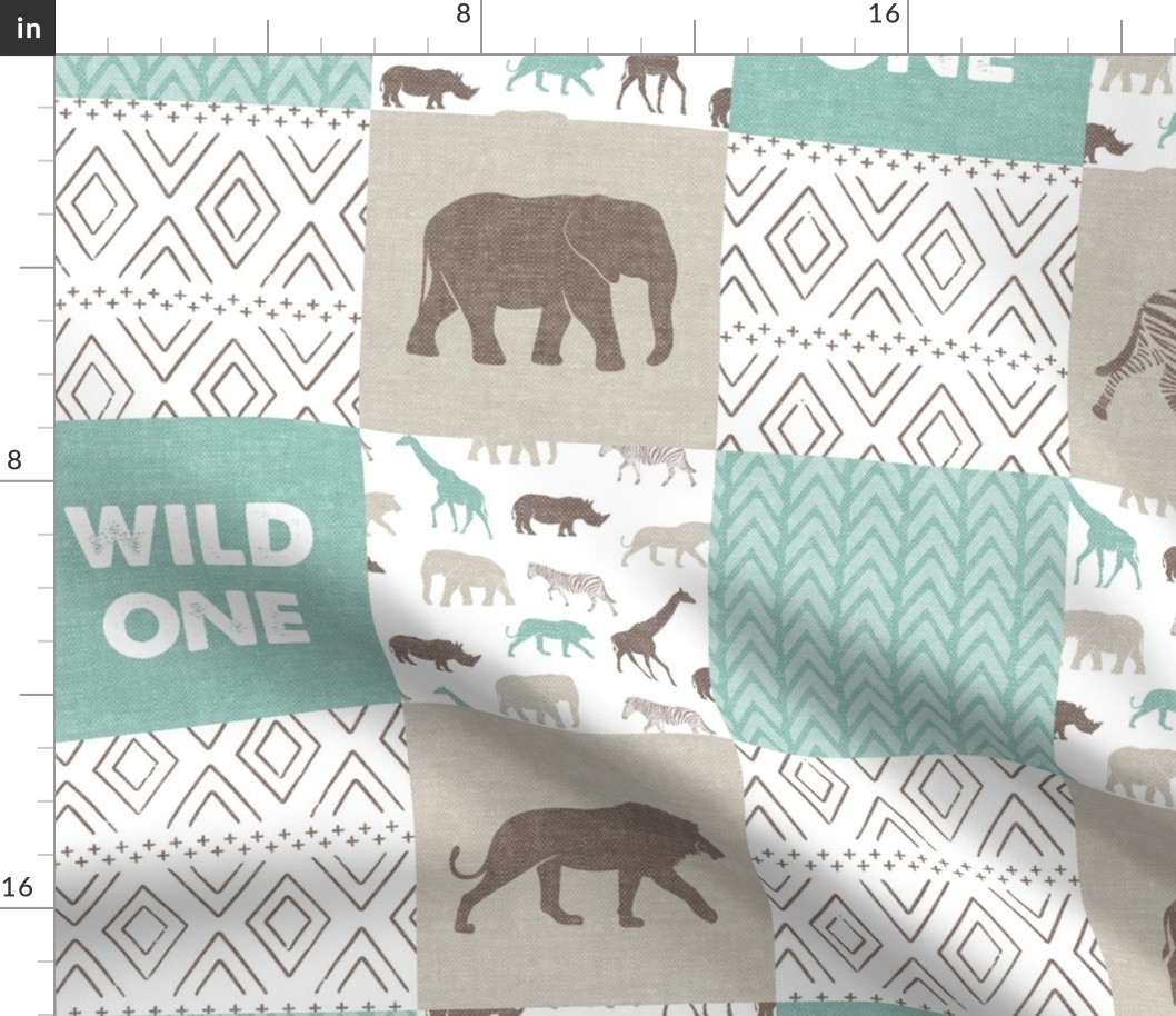 Wild One - Safari Wholecloth - Dark Mint and Brown