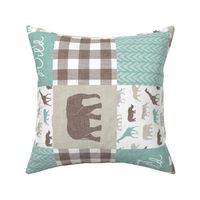 Stay Wild - Safari Wholecloth - Dark Mint w/ plaid