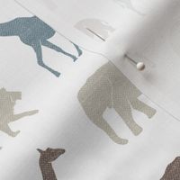 Safari animals - dusty blue multi - elephant, giraffe, rhino, zebra