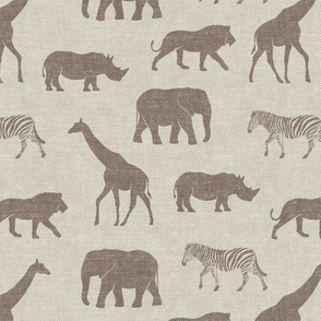 Safari animals (beige)- blue and beige coordinate - elephant, giraffe, rhino, zebra