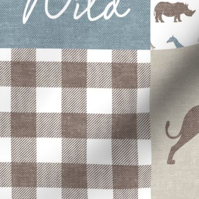 Stay Wild - Safari Wholecloth - Dusty Blue w/ plaid
