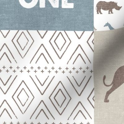 Wild One- Safari Wholecloth - Dusty blue and brown