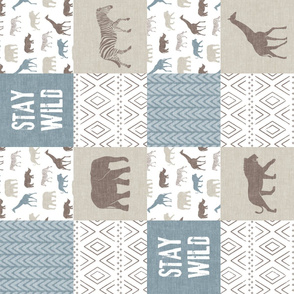 Stay Wild - Safari Wholecloth - Dusty blue and brown (90)
