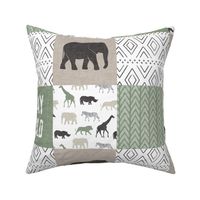 Stay Wild  - Safari Wholecloth - Sage and Grey