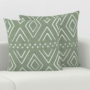 Safari Wholecloth Diamonds on Sage  - farmhouse diamonds - mud cloth fabric