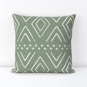 Safari Wholecloth Diamonds on Sage  - farmhouse diamonds - mud cloth fabric