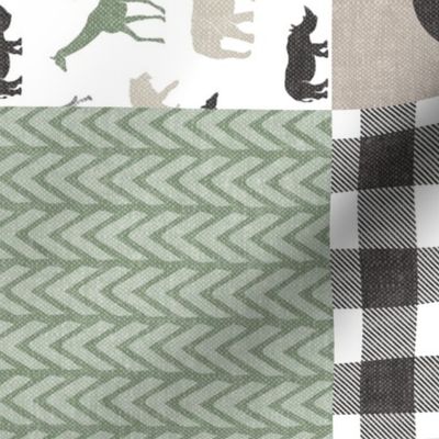 Stay Wild  - Safari Wholecloth - Sage and Grey w/ plaid (90)